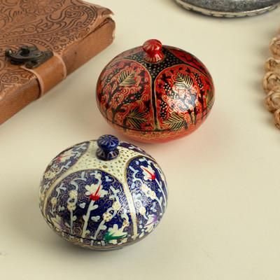 Royal Splendor,'2 Wood and Papier Mache Decorative Boxes with Floral Motifs'