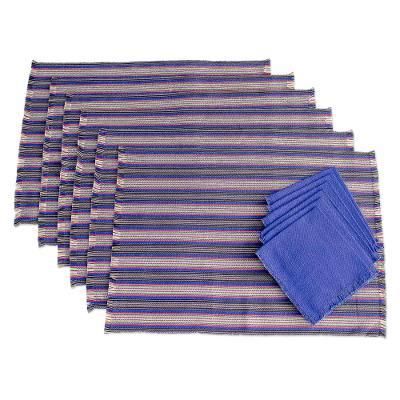 Solola Blue,'Blue/Multi Table Linen Set (Set for 6)'