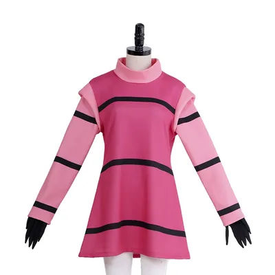 Anime Invader Zim Cosplay Costume Top Dress Alien Zim Pink Costume Dress with Gloves Halloween Party Suit For Women Girls