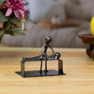 Relaxing Time,'Masseuse-Themed Rustic Modern Recycled Metal Figurine'
