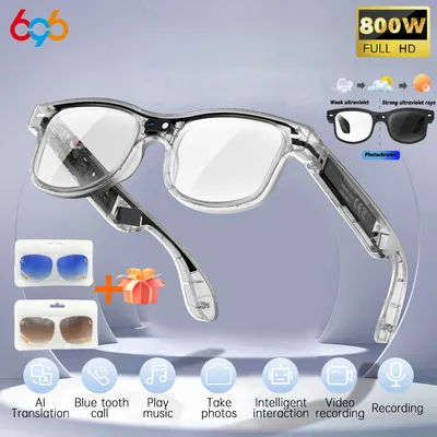 New Cycling Smart Glasses Outdoor Sunglasses Drive Blue Tooth Call Glasses 8MP Camera Real-Time Translation Video Recording