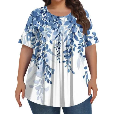 5XL grande taille femme vêtements à manches courtes cravate teint grand femmes T-shirt décontracté mode poches col en V hauts grande taille femmes hauts