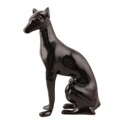 Watch Dog,'Hand Made Black Aluminum Dog Statuette'