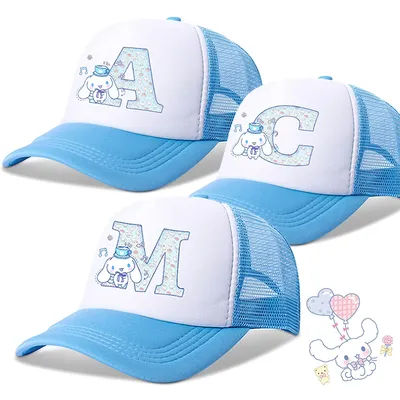 Casquette de Baseball pour fille, mignon cannelle, Sanrio, lettre de dessin animé A-Z imprimée, chapeau décontracté de rue en plein air pour enfant, pare-soleil d'été pour femme, cadeau Kawaii