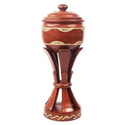 Great Destiny,'African Decorative Wood Jar Home Accent'