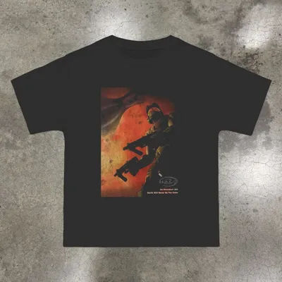 Halo 2 promotional video retro game unisex T-shirt/shirt loose fit Pure cotton all-season casual streetwear harajuku shirts
