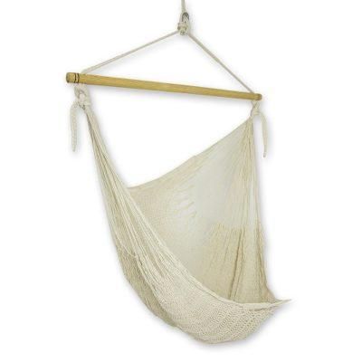 'Deserted Beach' - Unique Mexican Ivory Cotton Swing Hammock