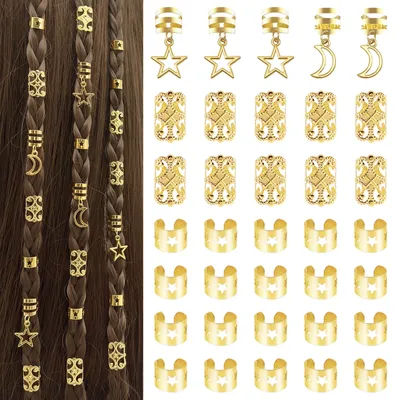 35pcs Stars and Moon Combo Dreadlock Hair Beads Jewelry hair Accessories gifts for girls and women dating parties and holidays