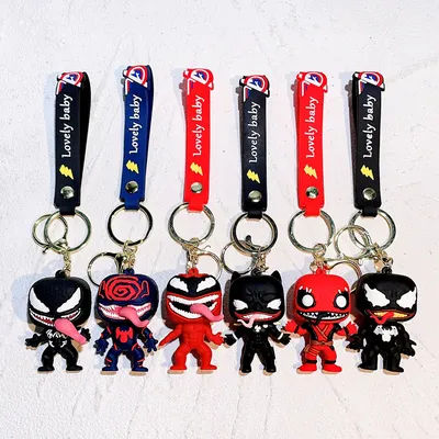 Marvel Spider Man Iron Man Venom 3D Doll Car Keychain Classic Annihilation Pendant Ornament Night Market Wholesale