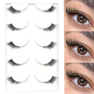 5 pairs Natural Look Curly Half Lashes-Add Volume and Definition to Your Eyes for Dating, Parties, and Stage Makeup-Half Lashes