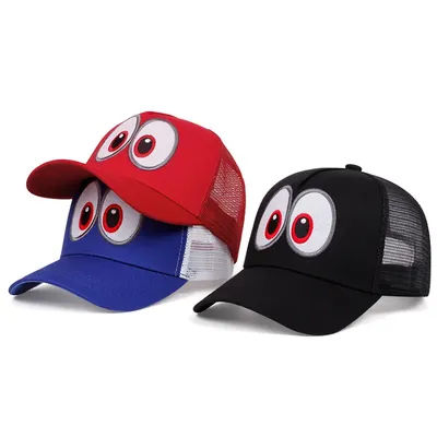 Casquette de baseball brodée amusante Super Luigi Brothers pour cosplay, avec grands yeux, réglable, style bec de canard, chapeau de soleil