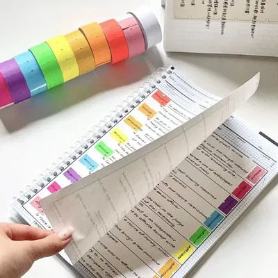 9pcs/set,Handwritten Color Labels Stickers Tape Ins Wind Index Key Marks Fluorescent Notes Student Sticks Memo Pad