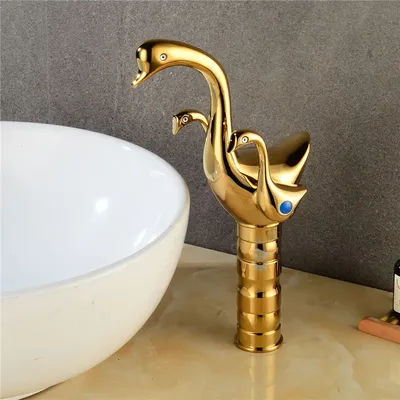 Basin Faucet Gold/Rose Gold bathroom sink faucet double handle Swan Faucet Wash Faucet Hot and Cold