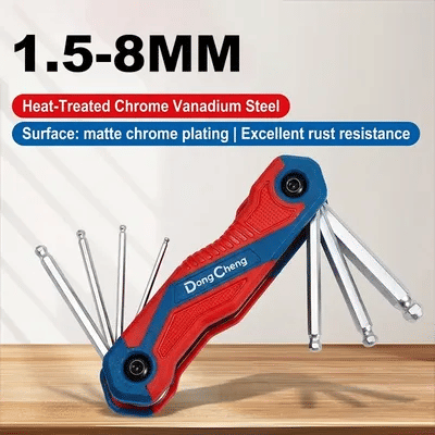 8Pc CR-V Steel Folding Hex Key Set Ball End 1.5/2/2.5/3/4/5/6/8mm Angled Access Allen Wrench For Bicycle Repair Maintenance Tool