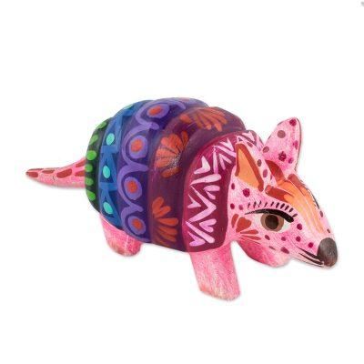 Artful Armadillo,'Artisan Crafted Wood Armadillo Figurine'
