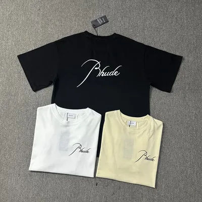 T-shirt Rhude Streetwear américain, haut décontracté en coton à col rond, manches courtes, imprimé logo, haute qualité, pour l'été