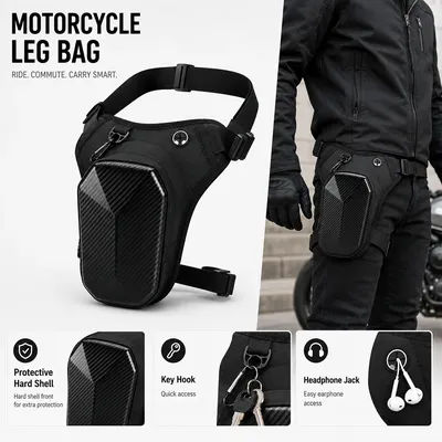 Buylor Drop Leg Side Bag Motorcycle Waist Bag Pack EVA Hard Shell Outdoor Waterproof Crossbody Mobile Phone Purse Hip Thigh Bag