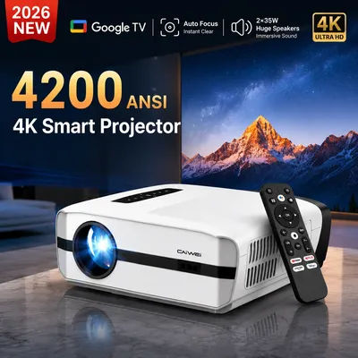 CAIWEI A9S 4K Projector for Movies Home Theater 4200 ANSI Android Full HD 1080P Auto Focus Smart TV Beam Projector Dual Speakers