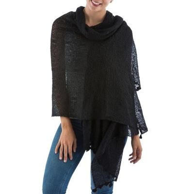 Alpaca blend shawl, 'Gossamer Night Stars'