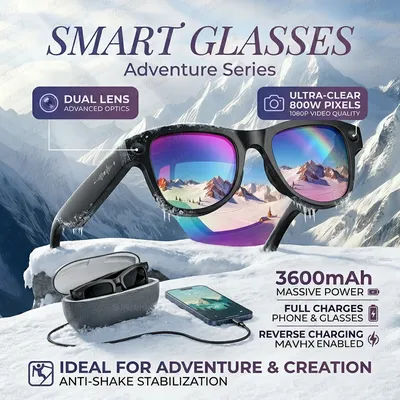 2026 Smart AI Glasses 1080P HD Camera M02 Ultra ChatGPT 3600mAh Charging Case Power Bank 32GB Translation Music Video Sunglasses