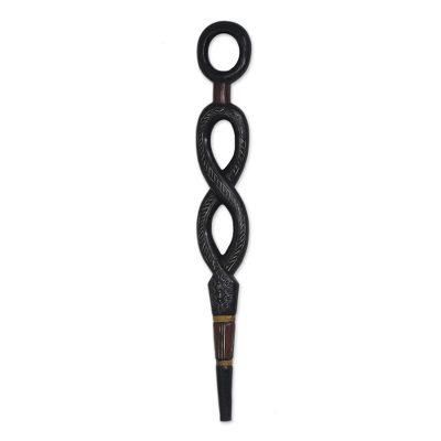 Winding Path,'Hand Carved Onyx Sese Wood Walking Stick from Ghana'