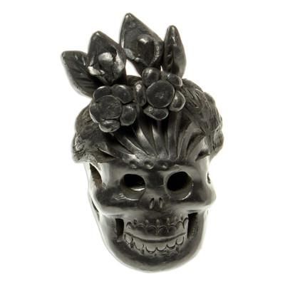 Dark Frida,'Barro Negro Skull Figurine from Mexico'