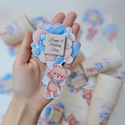 Custom Birthday Gift Card for Guest Baby Shower Personalized Team Boy Baptism Bear Party Invitation Decoration Gender Reveal DIY