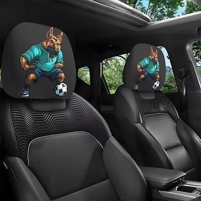 Copri poggiatesta per auto con stampa di animali da calcio, 2 pezzi, decorazione per interni auto, design elastico, vestibilità universale, adatti per spostamenti quotidiani e viaggi in famiglia,