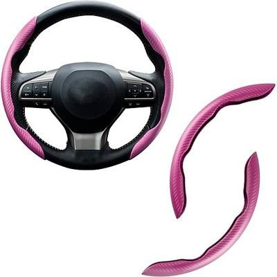 Coprivolante universale in silicone e fibra di carbonio antiscivolo, con sistema di aggancio a clip, protezione segmentata per volante, impugnatura adatta a tutte le stagioni per la maggior parte