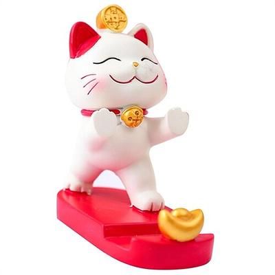 Supporto per smartphone a forma di gatto portafortuna, simpatico supporto per telefono a forma di statuetta kawaii maneki neko per scrivania, supporto portatile per cellulare, decorazione per ufficio,