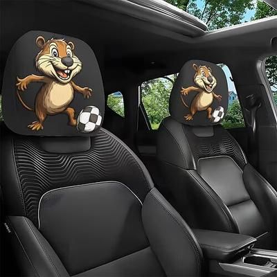 Copri poggiatesta per auto con stampa di animali da calcio, 2 pezzi, decorazione per interni auto, design elastico, vestibilità universale, adatti per spostamenti quotidiani e viaggi in famiglia,