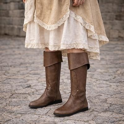 Medievale Rinascimento Steampunk Scarpe A stivale Pirata Vichingo Cavaliere Celtico Costume Per donna Vichingo Costumi da pirata Halloween Carnevale Performance LARP Fiera Rinascimentale Adulti Scarpe