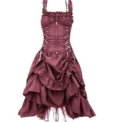 Punk Gotico Medievale Abito da cocktail Vestito Mascherata Strega Ragazza gotica Taglie Forti Costume Per donna Notte di Valpurga Halloween Carnevale Mascherata Halloween Balli di fine anno Festival