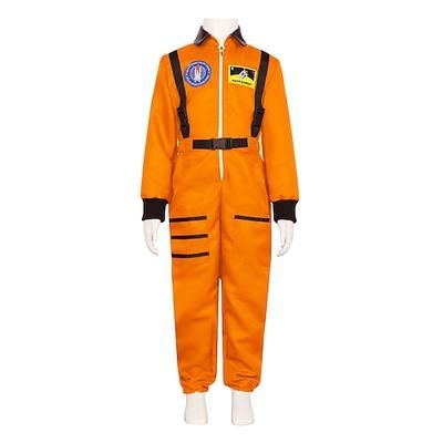 Costume di Coppia Gruppo Astronauta Costume Cosplay Costume Tuta Tuta Arancione per Giorno dei Re Halloween Carnevale Adulti Bambini Unisex
