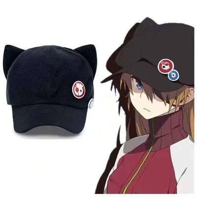 Casquette Shikinami Asuka Rangure à oreilles de chat en EVA pour filles, mignonne, style anime, casquette de baseball, accessoires de cosplay Langley Soryu pour fête