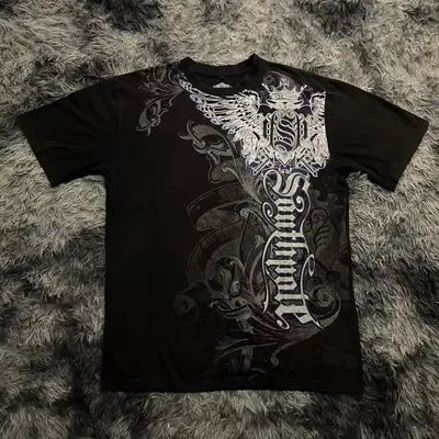 Wings Crest Men Cotton TShirt Streetwear Gothic Grunge Biker Style
