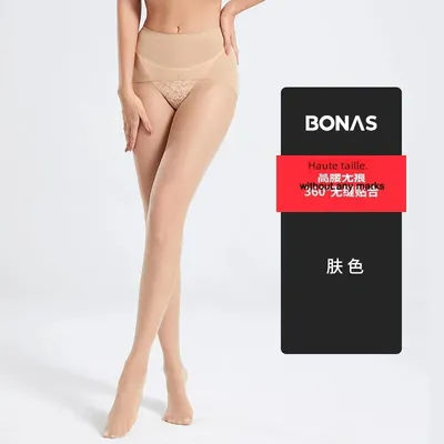 BONAS Collants taille haute ultra-fins 3D pour femmes, collants respirants, entrejambe sans couture, haute élasticité, bas doux