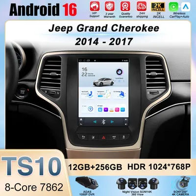 Autoradio pour Jeep Grand Cherokee 2014 - 2017 9,7 pouces Navigation GPS Android Auto Carplay Android 16 Bluetooth Caméra Non 2din 4G
