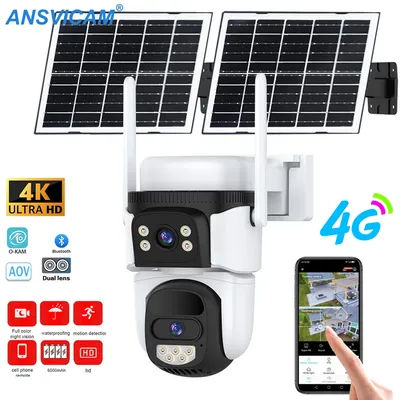 O-Kam Pro 4G Solar Dual Lens Security Camera 8MP 4K Outdoor PTZ Cam 10400mAh Battery AOV Mode PIR Night Vision CCTV Surveillance