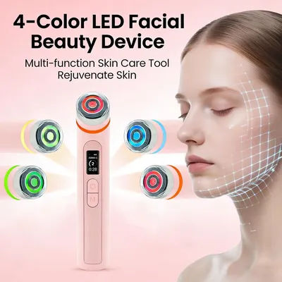 4 Color LED Facial Beauty Device RF EMS Skin Tightening Face Massager Anti Aging Skin Care Tool USB Rechargeable