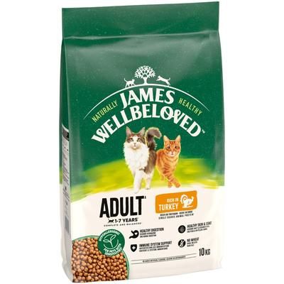 2x10kg Turkey & Rice Hypoallergenic Adult James Wellbeloved Dry Cat Food