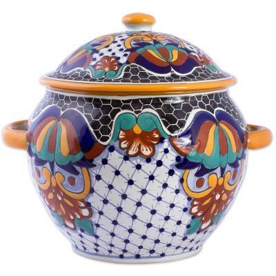 Zacatlan Flowers,'Talavera Style Ceramic Handcrafted Soup Tureen'