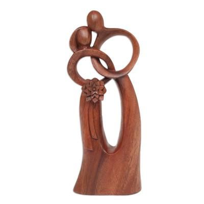 Devoted,'Hand-Carved Abstract Wood Sculpture of Couple on Wedding Day'