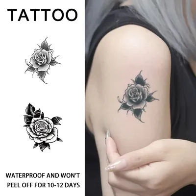 Autocollants de tatouage temporaire à base de plantes élégants à la rose, imperméables et durables de une à deux semaines, tatouage pour femmes, adapté au bras, à la jambe
