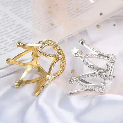 Mini Crown Princess Cake Topper Crystal Rhinestone Tiara Hair Accessories For Wedding Birthday Party Cake Decorating Tools