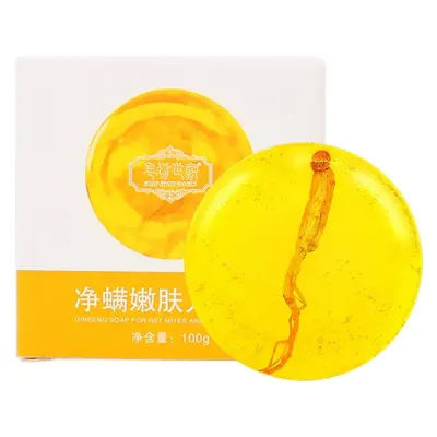 Ginseng Mite Removal Soap Deep Cleansing Exfoliating Soap, Brightening Skin Rejuvenating Face & Body Soap