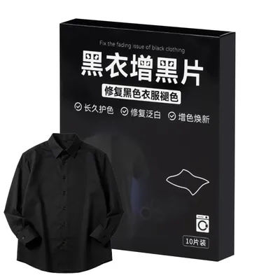 Black Fabric Dye Tablet 10Piece Long-Lasting Colorant for Washing Machine, Home Laundry for Polyester, Linen & Synthetic Clothes