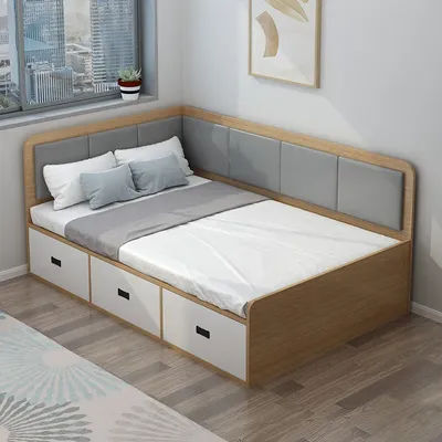 Solid wood tatami bed 1.2 meters single bed bedroom small apartment children soft bag with drawers high box storage