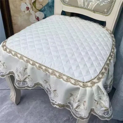 Modern Style Home Dining Chair Cushion Hotel Restaurant Lace Decoration Chair Seat Mat Horseshoe Shaped Non-slip Chair Cushion