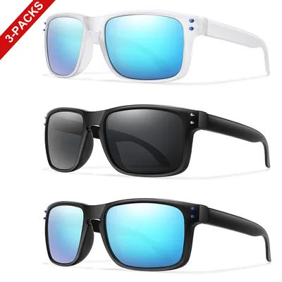 3 paires de lunettes de soleil polarisées UV400 pour hommes et femmes, Sports de plein air, pêche, cyclisme, randonnée, lunettes classiques à monture carrée